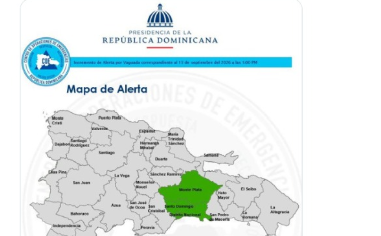 COE coloca dos provincias en alerta verde, más el Distrito Nacional